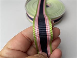 Grosgrain bånd - flotte striber i grøn, lyserød og marine